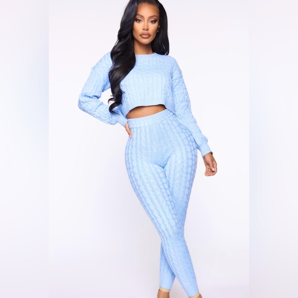 Baby Blue Sweater Pants Set